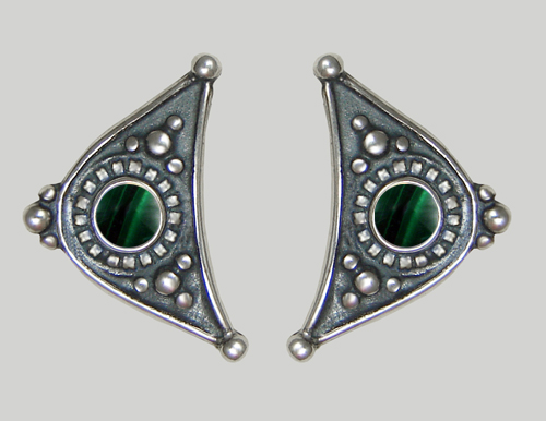 Sterling Silver Little Malachite Post Stud Earrings Sterling Silver Little Malachite Post Stud Earrings